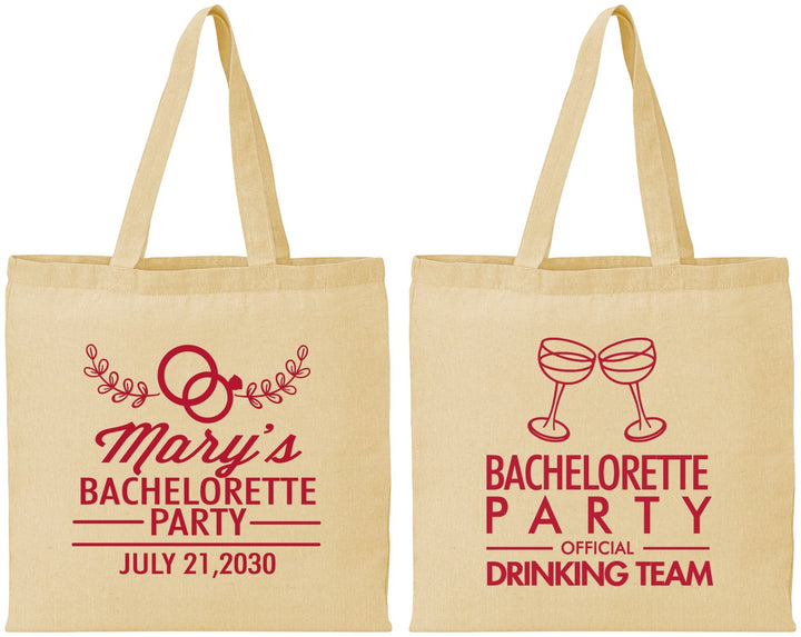 Personalized Bachelorette Cotton Tote Bags - Official Drink Team | 60017