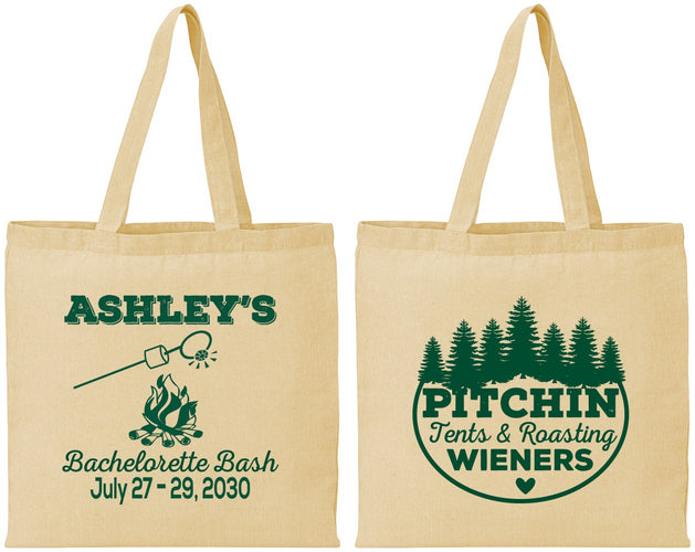 Personalized Bachelorette Cotton Tote Bags - Camping | 60018
