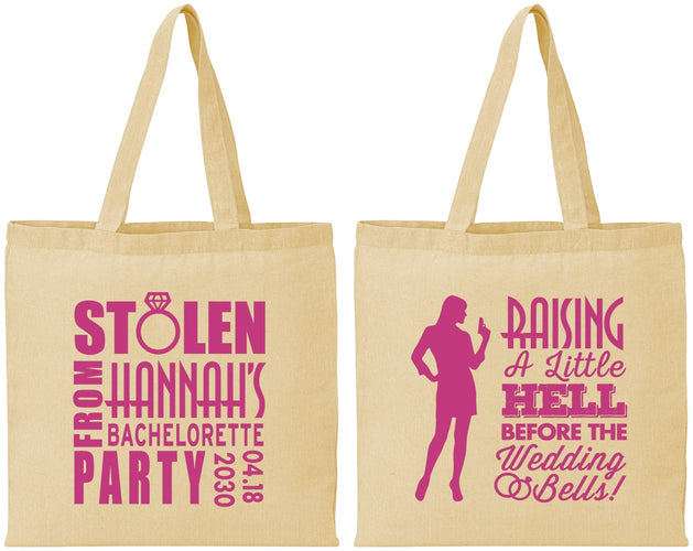 Personalized Bachelorette Cotton Tote Bags - Raising A Little Hell | 60020