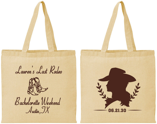 Personalized Bachelorette Cotton Tote Bags - Last Rodeo | 60022