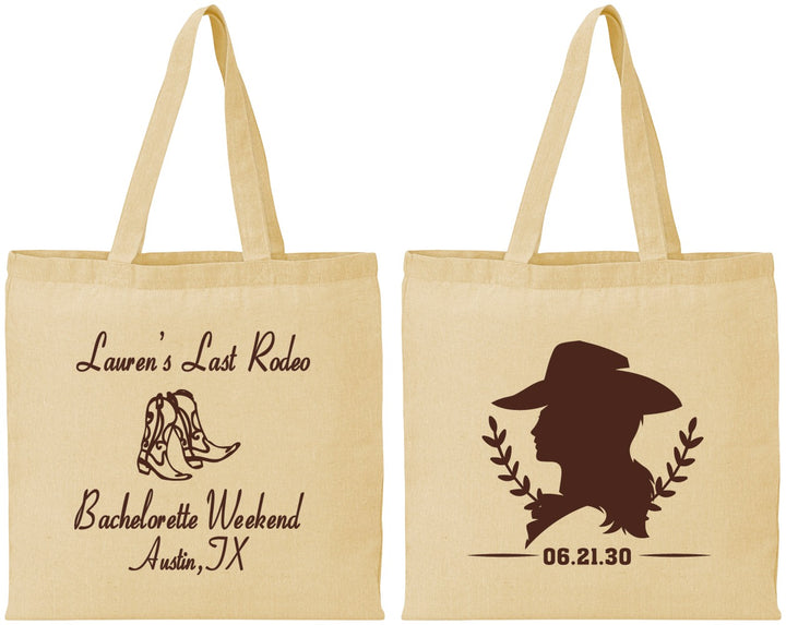 Personalized Bachelorette Cotton Tote Bags - Last Rodeo | 60022