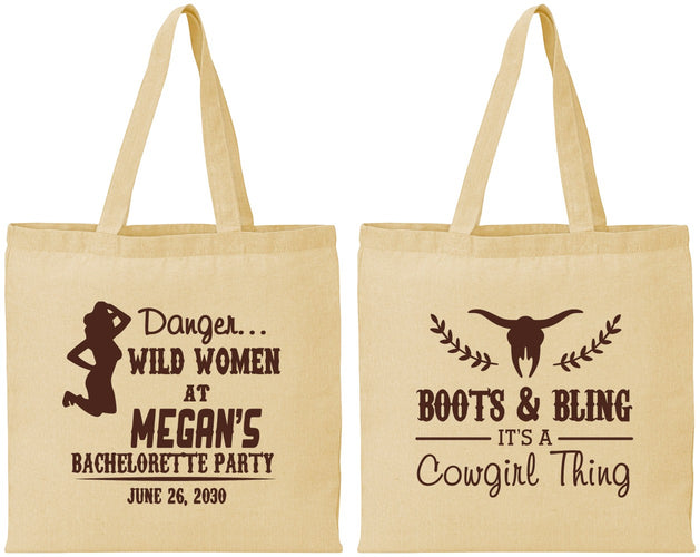 Personalized Bachelorette Cotton Tote Bags - Boots And Bling | 60023