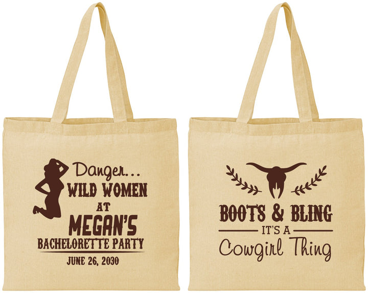Personalized Bachelorette Cotton Tote Bags - Boots And Bling | 60023