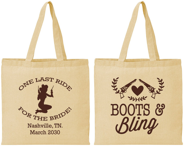 Personalized Bachelorette Cotton Tote Bags - One Last Ride | 60024