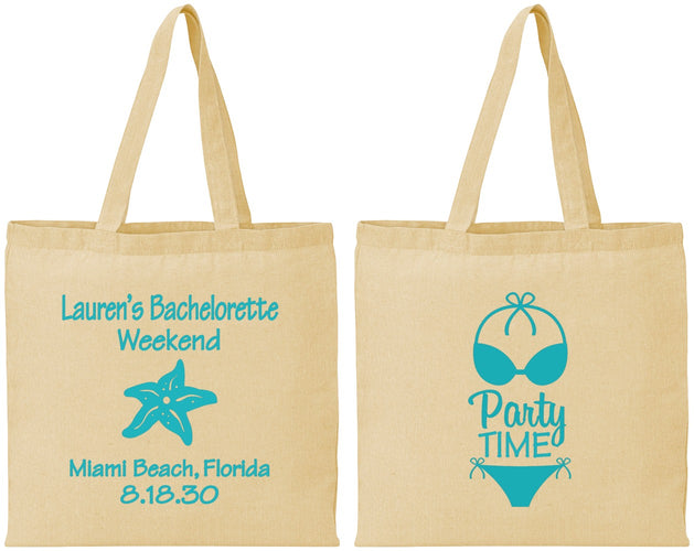 Personalized Bachelorette Cotton Tote Bags - Bikini | 60027