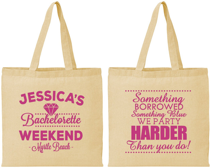 Personalized Bachelorette Cotton Tote Bags - Something Borrowed | 60028
