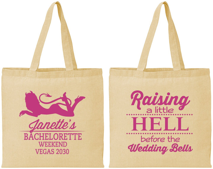 Personalized Bachelorette Cotton Tote Bags - Raising A Little Hell | 60030