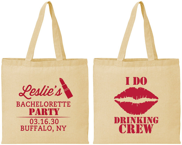 Personalized Bachelorette Cotton Tote Bags - I Do Drinking Team | 60031