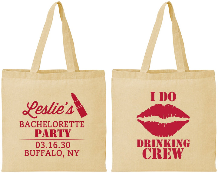 Personalized Bachelorette Cotton Tote Bags - I Do Drinking Team | 60031