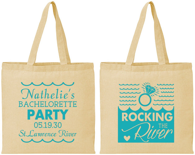 Personalized Bachelorette Cotton Tote Bags - Rocking The River | 60033