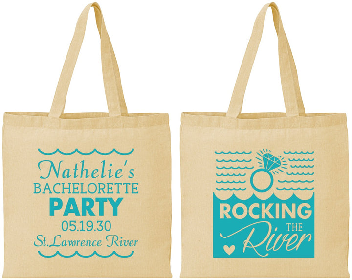 Personalized Bachelorette Cotton Tote Bags - Rocking The River | 60033