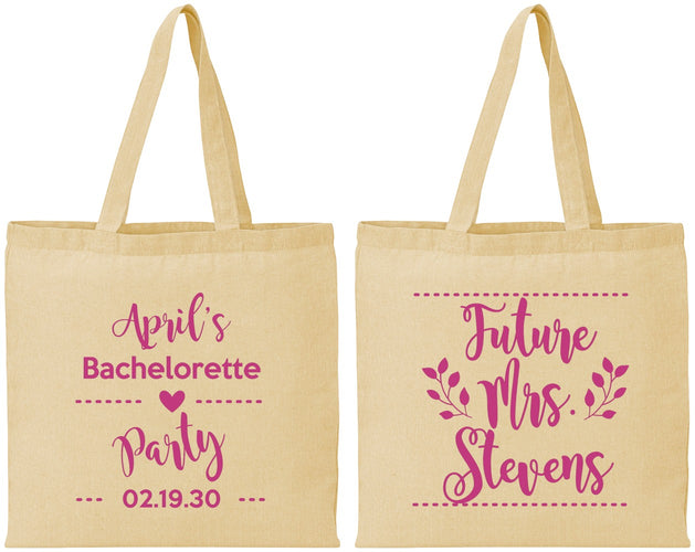 Personalized Bachelorette Cotton Tote Bags - Future Mrs | 60037