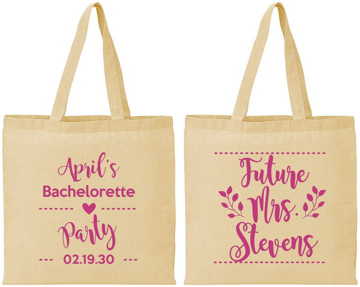 Personalized Bachelorette Cotton Tote Bags - Future Mrs | 60037