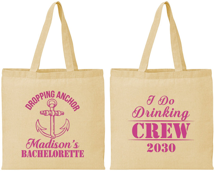 Personalized Bachelorette Cotton Tote Bags - I Do Drinking Team | 60038