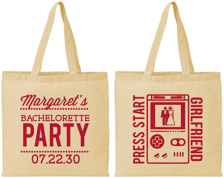 Personalized Bachelorette Cotton Tote Bags - Video Games | 60039