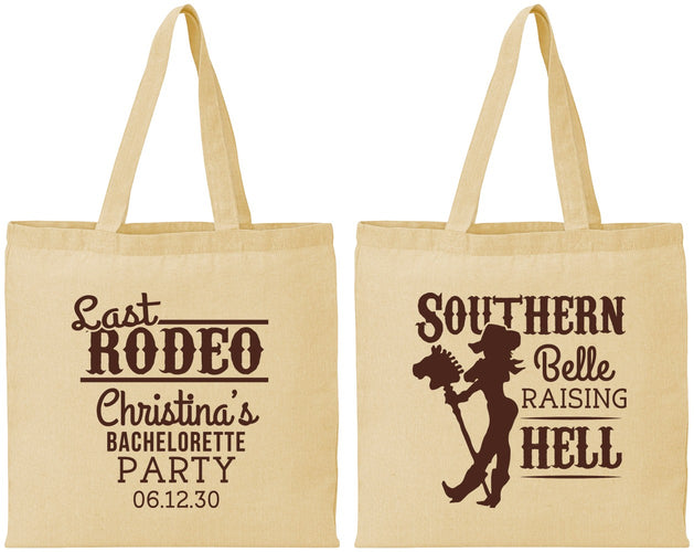 Personalized Bachelorette Cotton Tote Bags - Raising Hell Last Rodeo | 60042