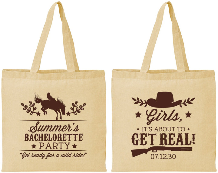 Personalized Bachelorette Cotton Tote Bags - Its About To Get Real | 60043