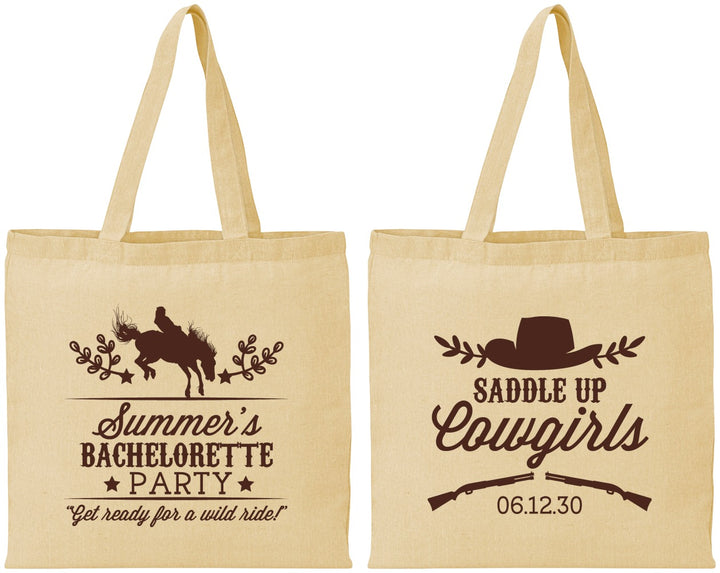 Personalized Bachelorette Cotton Tote Bags - Saddle Up Cowgirls | 60045