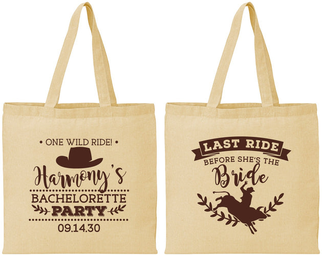 Personalized Bachelorette Cotton Tote Bags - Last Ride Before Bride | 60046