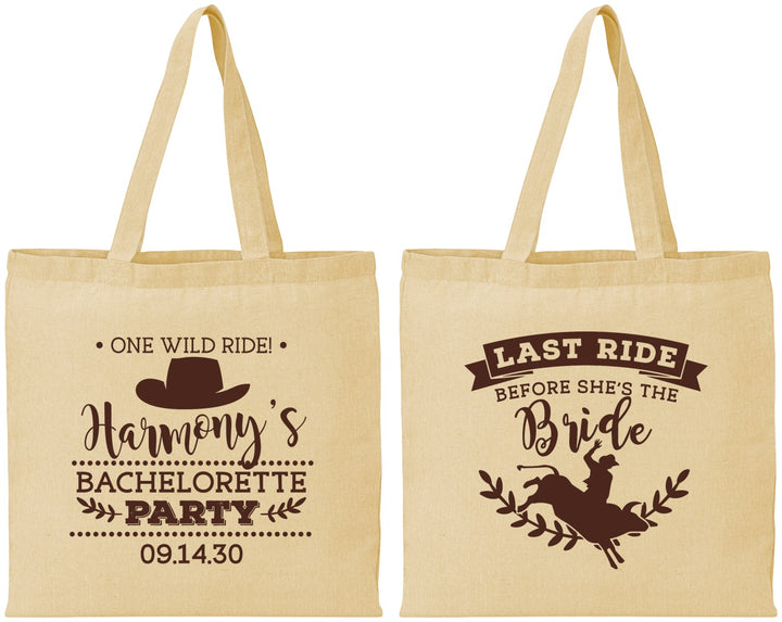 Personalized Bachelorette Cotton Tote Bags - Last Ride Before Bride | 60046