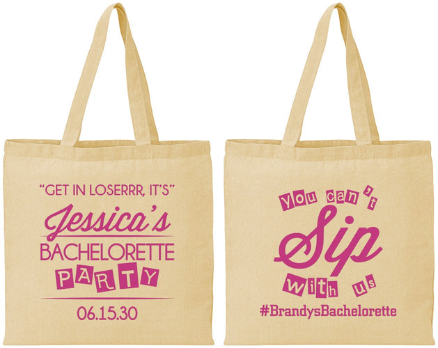 Personalized Bachelorette Cotton Tote Bags - Cant Sip With Us | 60050