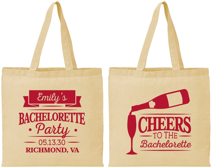 Personalized Bachelorette Cotton Tote Bags - Cheers | 60052
