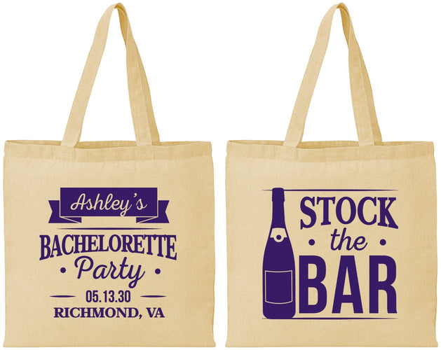 Personalized Bachelorette Cotton Tote Bags - Stock The Bar | 60053