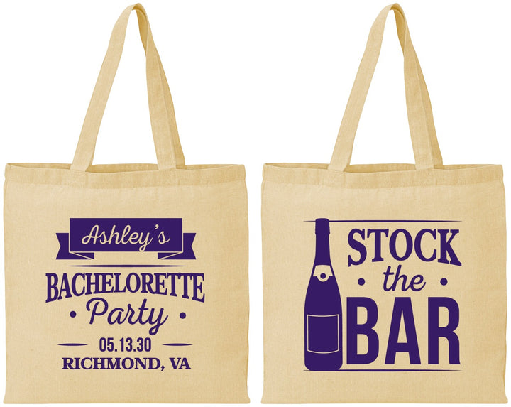 Personalized Bachelorette Cotton Tote Bags - Stock The Bar | 60053