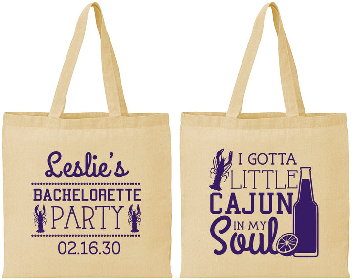 Personalized Bachelorette Cotton Tote Bags - Little Cajun In My Soul | 60058