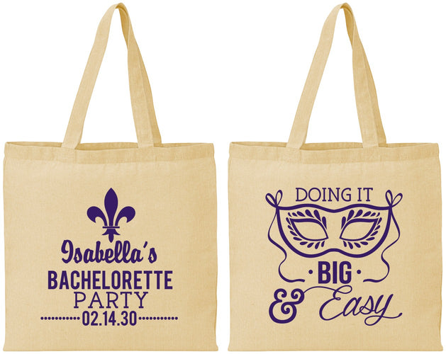 Personalized Bachelorette Cotton Tote Bags - Mardi Gras | 60059