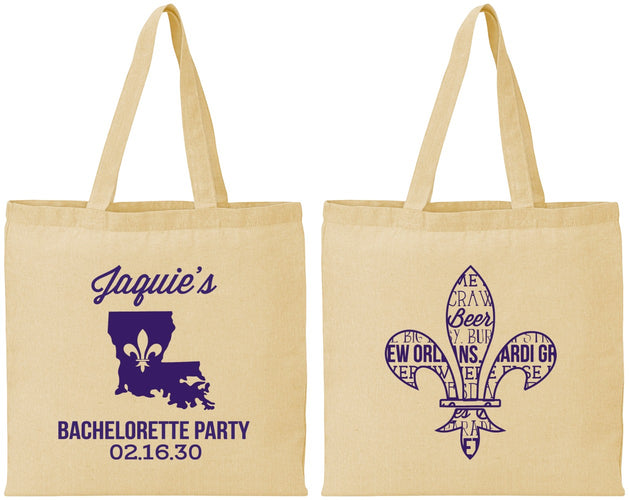 Personalized Bachelorette Cotton Tote Bags - Mardi Gras | 60062