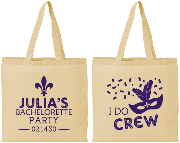 Personalized Bachelorette Cotton Tote Bags - Mardi Gras I Do Crew | 60063