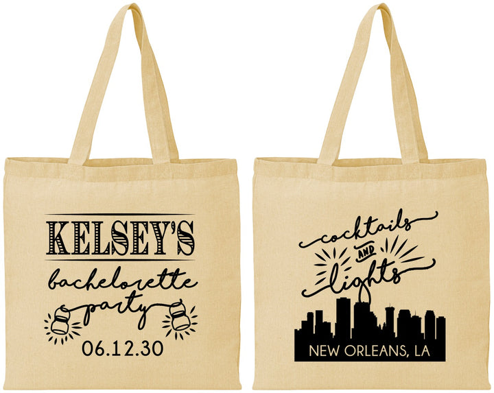 Personalized Bachelorette Cotton Tote Bags - New Orleans | 60066
