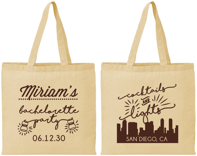 Personalized Bachelorette Cotton Tote Bags - San Diego | 60067