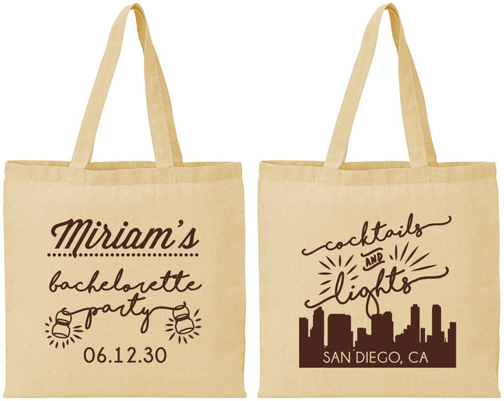 Personalized Bachelorette Cotton Tote Bags - San Diego | 60067