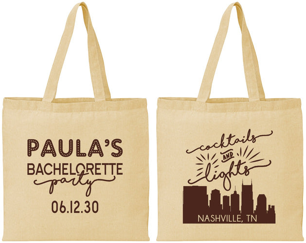 Personalized Bachelorette Cotton Tote Bags - Nashville | 60068