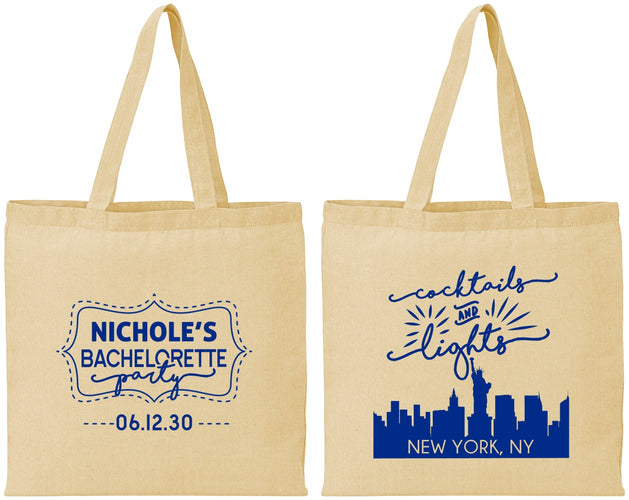 Personalized Bachelorette Cotton Tote Bags - New York | 60069
