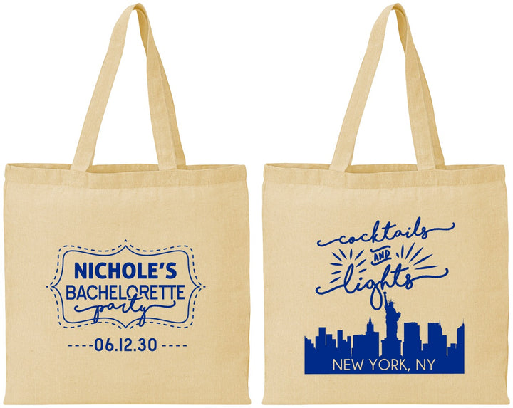 Personalized Bachelorette Cotton Tote Bags - New York | 60069