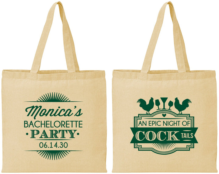Personalized Bachelorette Cotton Tote Bags - Epic Night Of Cocktails | 60071