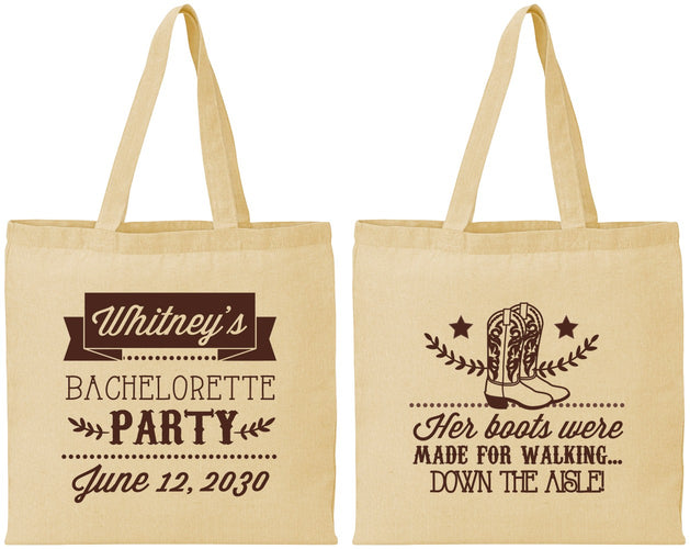 Personalized Bachelorette Cotton Tote Bags - Cowgirl Boots | 60072