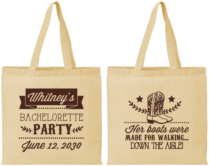 Personalized Bachelorette Cotton Tote Bags - Cowgirl Boots | 60072