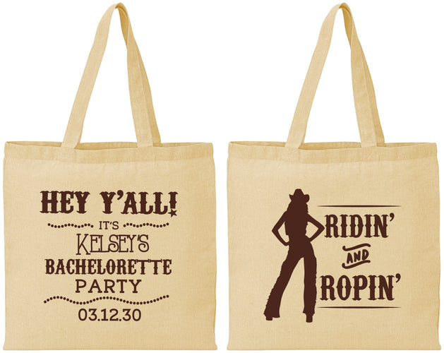 Personalized Bachelorette Cotton Tote Bags - Ridin And Ropin | 60078