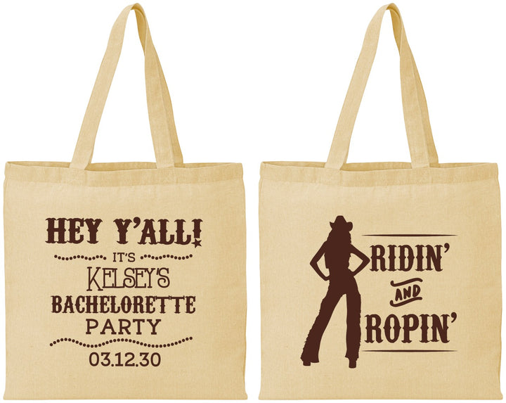 Personalized Bachelorette Cotton Tote Bags - Ridin And Ropin | 60078