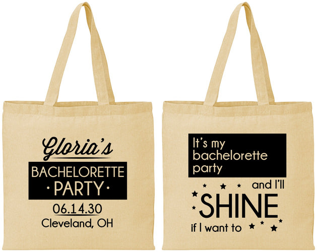 Personalized Bachelorette Cotton Tote Bags - Shine | 60080