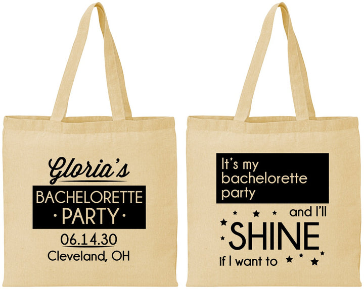 Personalized Bachelorette Cotton Tote Bags - Shine | 60080