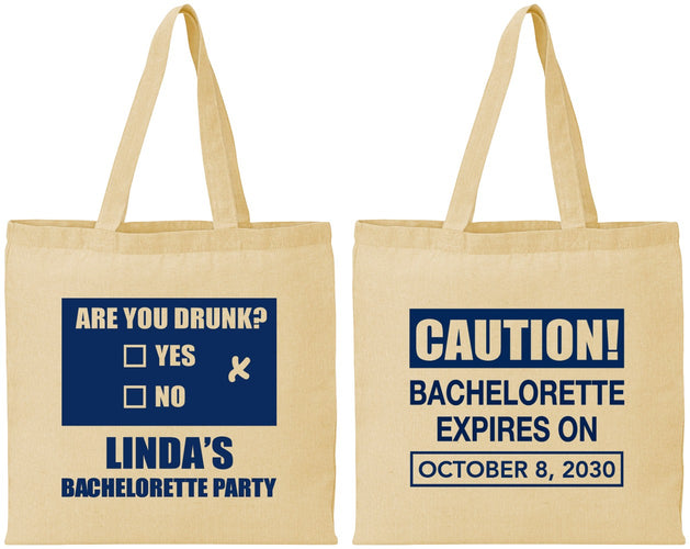 Personalized Bachelorette Cotton Tote Bags - Caution | 60082