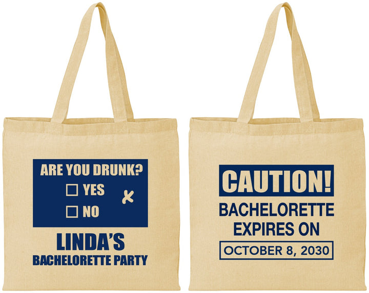 Personalized Bachelorette Cotton Tote Bags - Caution | 60082