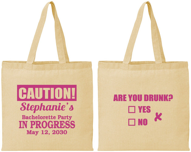 Personalized Bachelorette Cotton Tote Bags - Drunk Yes Or No | 60083