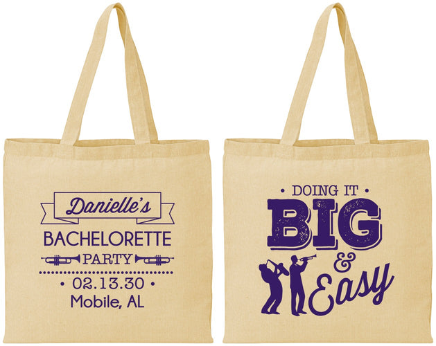 Personalized Bachelorette Cotton Tote Bags - New Orleans | 60084