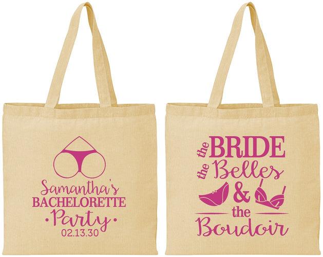 Personalized Bachelorette Cotton Tote Bags - Brides Bells Boudoir | 60085